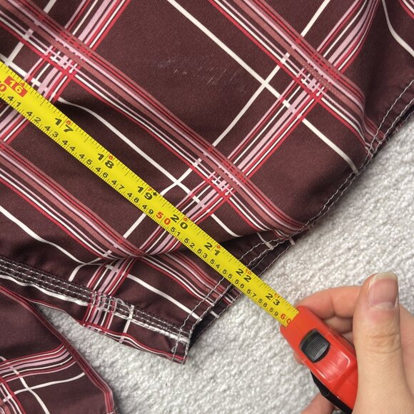 Lot x2 Y2K Burnside Cargo Board Shorts Men' L Red & Pink Plaid Surf Beach Summer - Picture 6 of 10